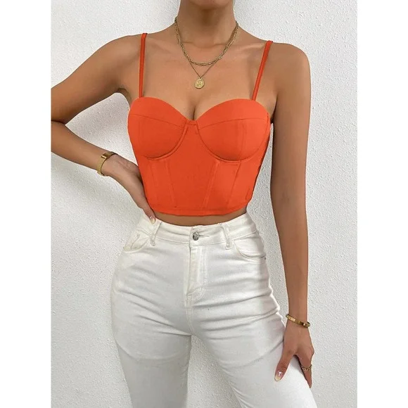 Solid Bustier Crop Cami Top black - Picture 8 of 12